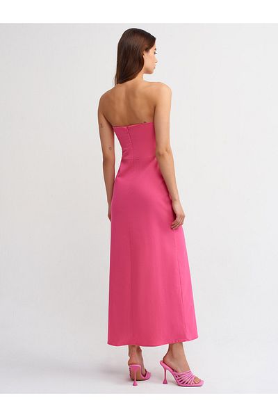 Dilvin 90758 Rochie fără bretele cu fantă-roz