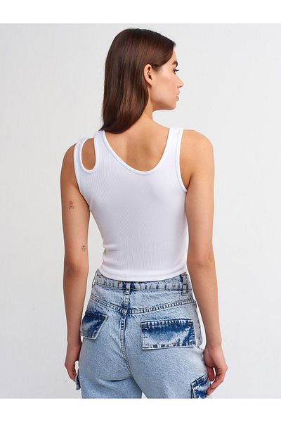 Dilvin 20705 Ασύμμετρος γιακάς Top-White