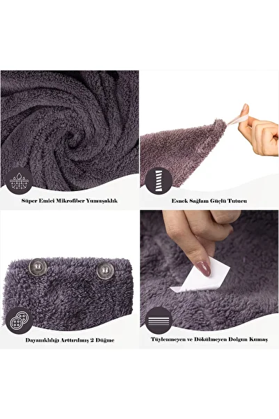 Heriya 2 Pack Microfiber Hair Towel – 2 Button Hair Drying Cap – Head Towel