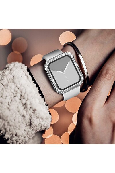 GREGOSS Watch 1 2 3 Uyumlu 42mm Önü Cam Elmas Taşlı Zarif Watch Koruma Kılıf