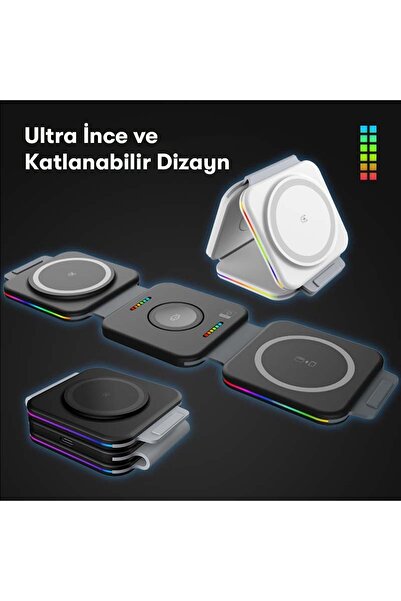 Sphone Iphone 11/12/13/14/pro/plus/max Uyumlu Apple Watch, Kulaklık Kablosuz Katlanır Şarj Ünitesi