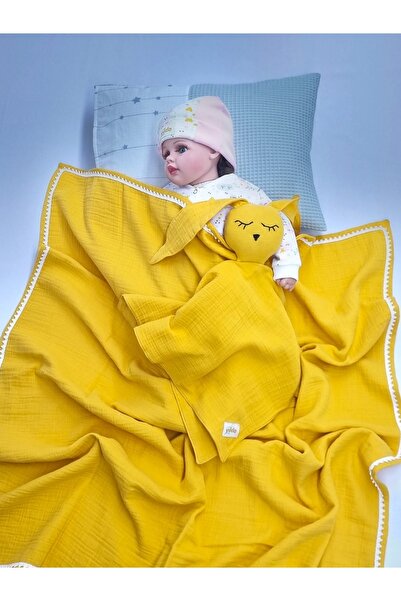 Yada Baby بطانية دانتيل بطبقة مزدوجة من الموسلين مصنوعة من القطن العضوي بنسبة...