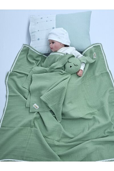 Yada Baby بطانية دانتيل بطبقة مزدوجة من الموسلين مصنوعة من القطن العضوي بنسبة...