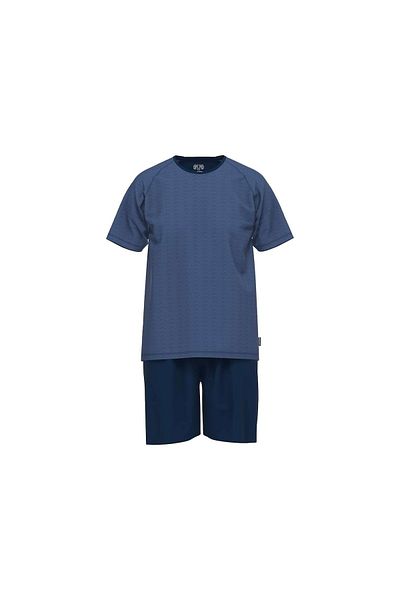 Ceceba Herren Schlafanzug - Pyjama, Baumwolle, Rundhals, Logo, kurz, einfarbig