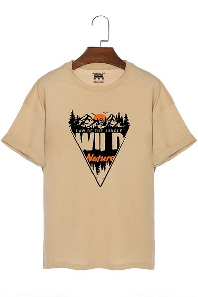 GHASSY CO. Unisex Trekking Wild Nature εμπριμέ βαμβακερό υπαίθριο καθημερινό κανονικό μπλουζάκι υπερμεγέθους