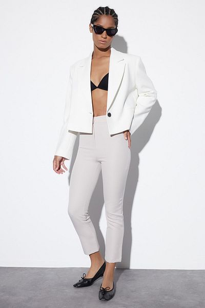 Trendyol Collection Γκρι υφαντό παντελόνι σιγαρέτας TWOSS20PL0075