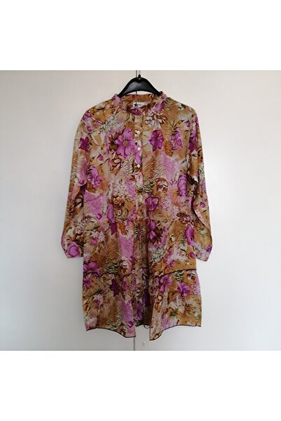 STAR İNDİA Otantik tülbent çok renkli desenli el işi pul nakışlı önden düğme ...