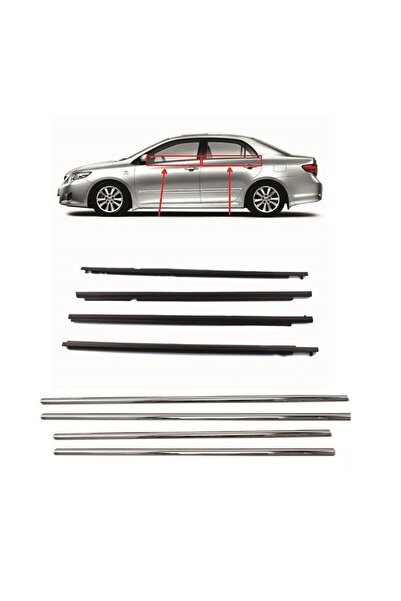 İTAQİ Toyota Corolla Çıta Cam Sıyırıcı Fitil+Krom Set 4 Kapı 2007-2012