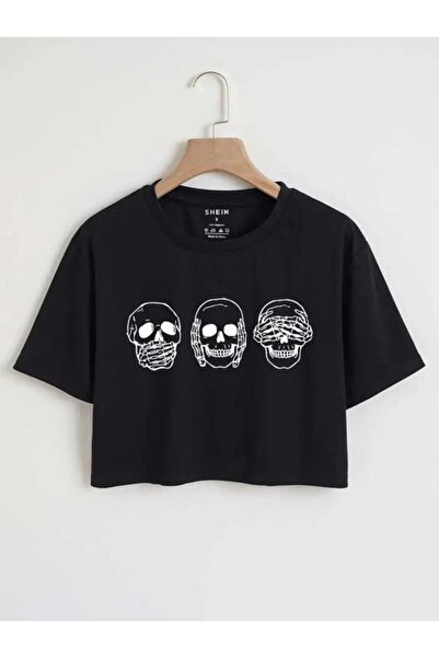 trendgar lubanja Štampano crna Oversize kroj Skraćeni kroj majica