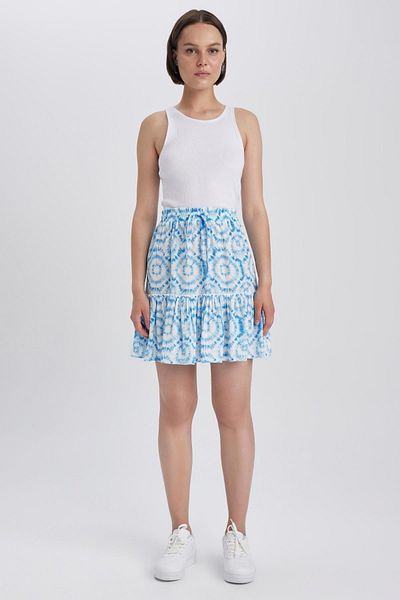 DeFacto Viscose Mini Skirt - Patterned and Crinkle A9164Ax23Sm