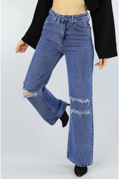 LAMİRA High Waist Loose Blue Ripped Comfortable Wear Jean Trousers (buy by the seller)