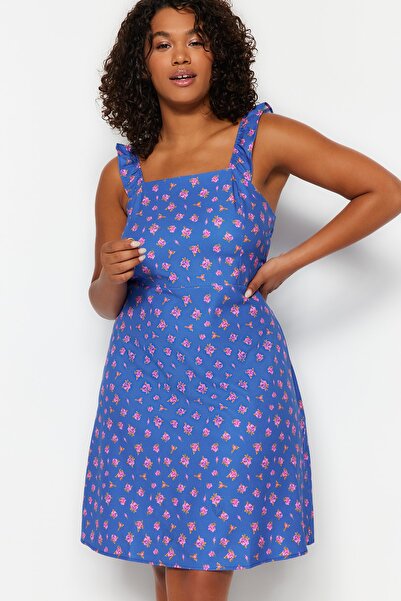 Trendyol Curve Πολύχρωμο Μίνι Υφαντό Φόρεμα Floral TBBSS23AH00253