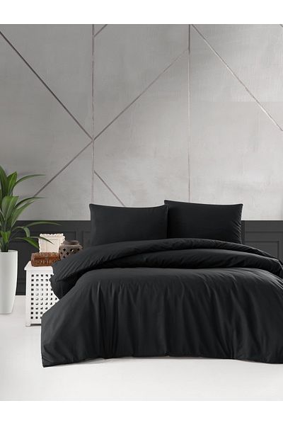 Menderes Home Lanotte Satin - Μονό Μαύρο Σετ Παπλωματοθήκης