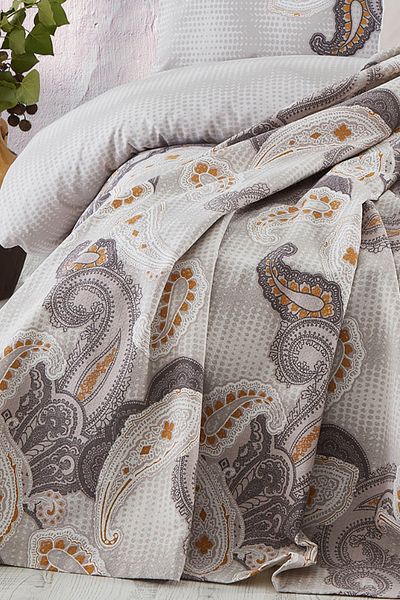 Cotton Life طقم بيكيه قطني مزدوج باللون البني العتيق