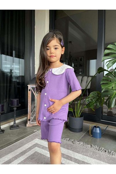 MİNİKO KİDS GIRL CASSORSE FITTED FRONT BUTTONED COLLAR LACE CAPRY TIGHTS SET