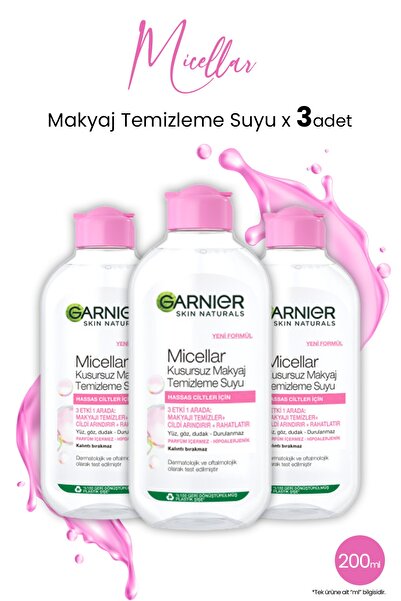 Garnier Micellar Kusursuz Makyaj Temizleme Suyu 200 ml x 3 Adet