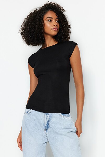 Trendyol Collection Premium Black Viscose - Bluză cu mâneci lunară TWOSS23BZ00992