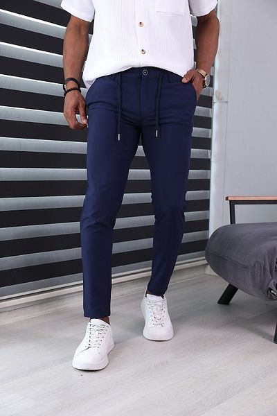 JACK CAPRİO Navy Blue Slim Fit Jogger - Particle Fabric, Special Pattern