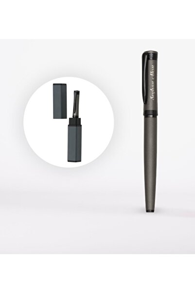 Bk Gift Kişiye Özel Kutulu Füme Roller Tükenmez Kalem (Model 1684)