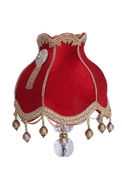 Dekovien Red Twisted Lampshade - Brooch Decorated Base