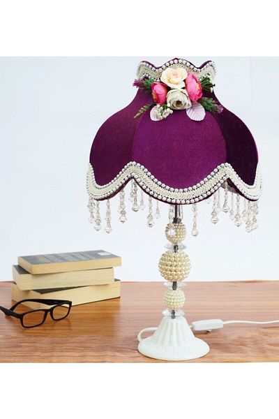Nettenevime Flower Patterned Velvet Lampshade