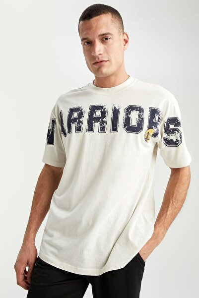 DeFacto Golden State Warriors Licensed - Fit Nba Oversize Crew Neck 100% βαμβακερό μπλουζάκι