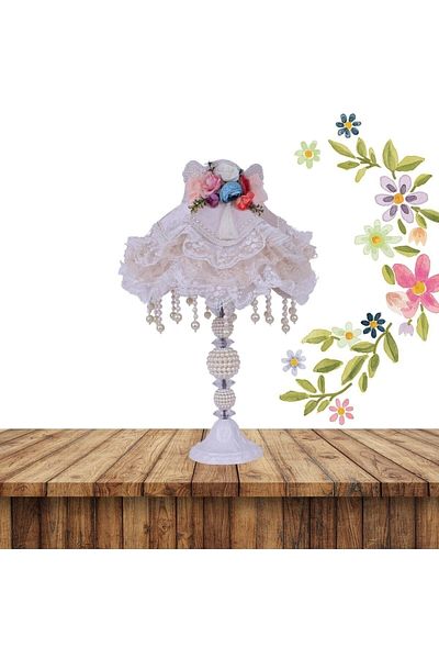 Dekovien Ecru Classic Vintage Model Flower Decorated Lampshade