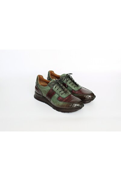 Murat Erbaş Hakiki Timsah Derisi Yeşil & Bordo Sneaker