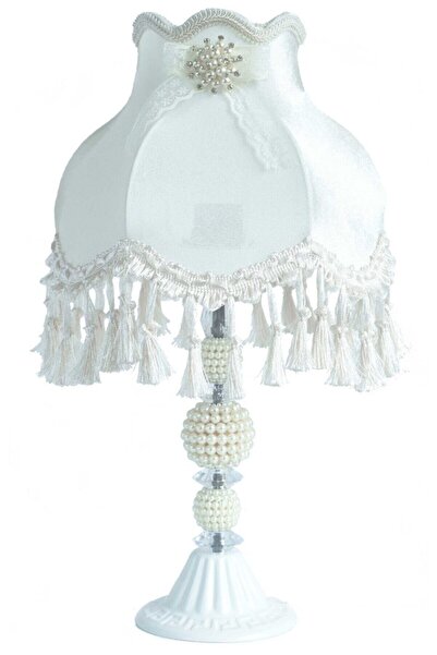 Dekovien White Velvet Lampshade - Floral Decorated
