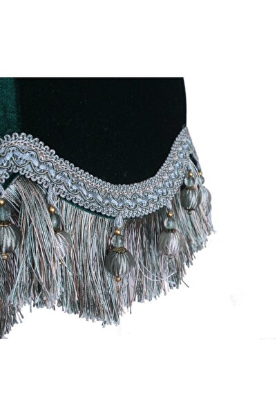 Dekovien Kumaş Kaplama Ahşap Ayak Lambader Zümrüt Yeşil