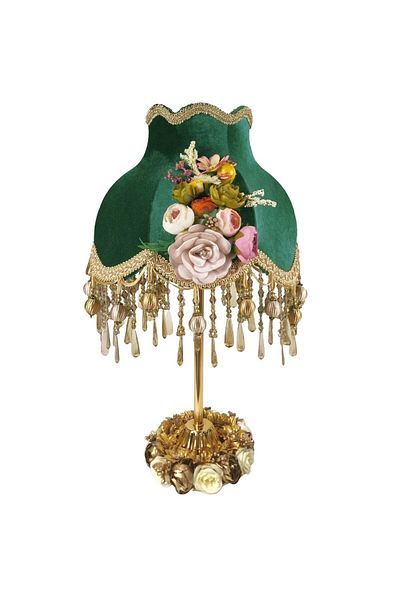 Dekovien Gold Lampshade - Velvet Covered and Floral Decoration