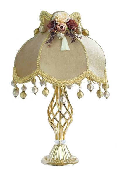 Nettenevime Gold Lampshade - Velvet Covered and Floral Decoration