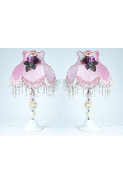 Dekovien Pink Flower Patterned Velvet Lampshade