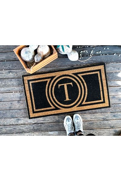 LAMONETA Black Door Front Koko Bristle Mat with Letter Xl