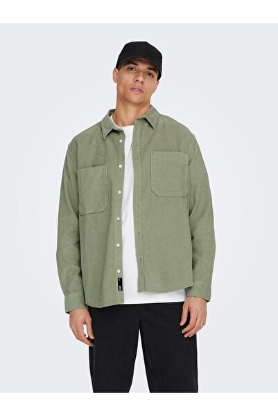 Only & Sons Alp Rlx 2pkt Washd Cord Ls Shirt Noos Erkek Yeşil Gömlek 22024716-21