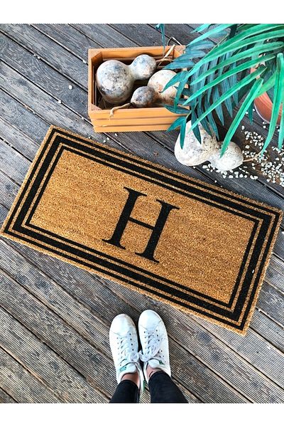 LAMONETA Xl Letter H 3 Striped Door Front Koko Bristle Mat