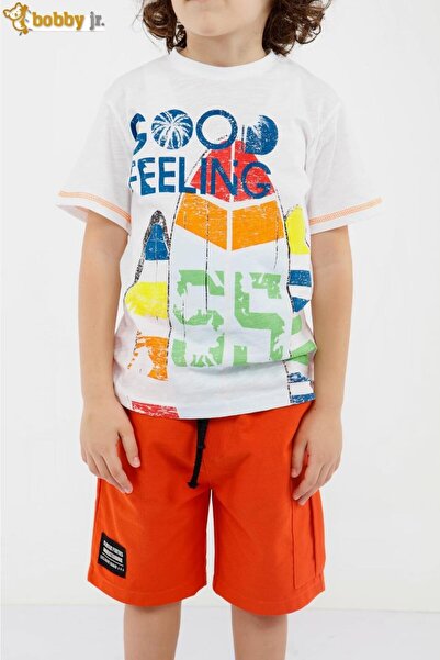 BOBBY JR KİDSWEAR Good Feeling Printed Sleeve Karioca T-shirt