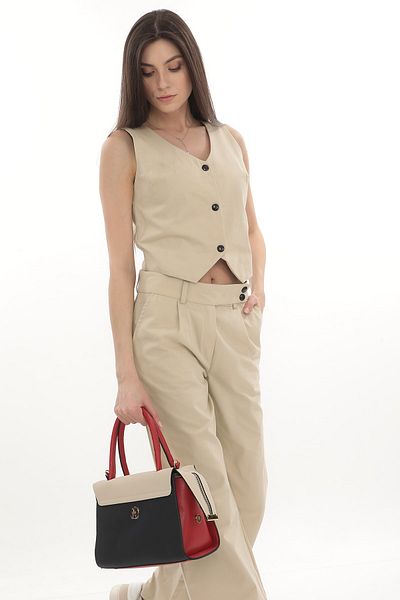 TH Women's Shoulder Bag Th-yk14302 Navy-cream-red