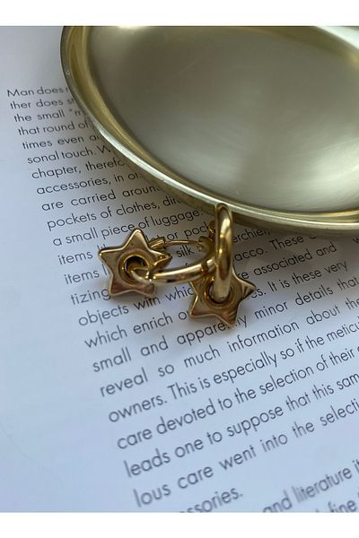 Pinery Jewels Pair of Vintage Hoop Star Charm Steel Anti-tarnish Earrings