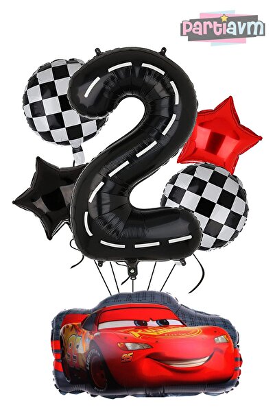 PARTİAVM مجموعة بالونات لايتنينج ماكوين مع بالونات أرقام سوداء (CARS)