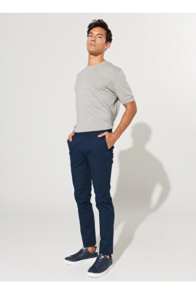 ALTINYILDIZ CLASSICS Normal Waist Narrow Leg Slim Fit Navy Blue Men's Trousers 4a0123200091