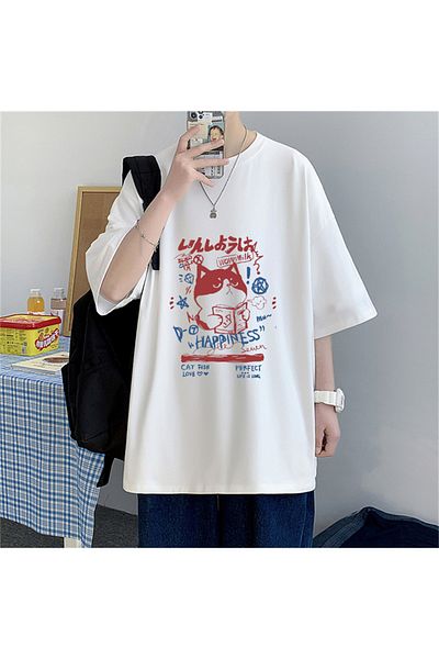 Touz Μπλουζάκι Blunt Blunt Happiness Cat με στάμπα Oversize