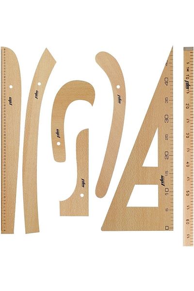 Bayar Kumaş Wooden Riga Set of 7 - Riga Ruler - Riga Set