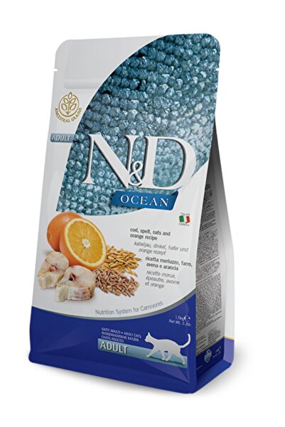 N&D Ocean Az Tahıllı Morina Balığı Ve Portakallı Yetişkin Kedi Maması 5 kg