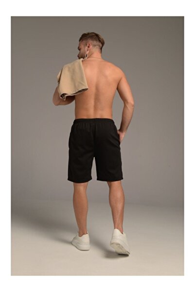 MİSTİRİK Μοντέλο Viterbo Σορτς Βερμούδα με χαλαρή κοπή Άνετο μοντέλο χτενισμένο βαμβακερό σορτς μαύρο χρώμα