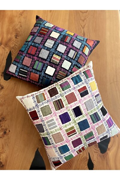 bohemian buldan Meydaniye Yamalı İşlemeli Dolgulu Kırlent