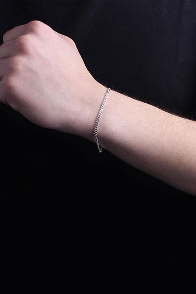 The Collection Unisex Tarnish Resistant Ultra Thin Classic Chain Silver Steel Bracelet