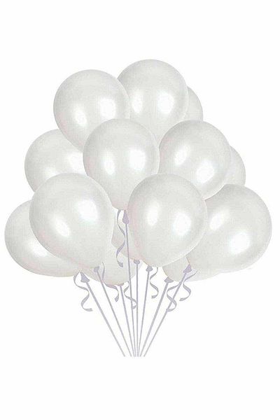 FOKUL Metallic White Balloon 10 Pieces 12 Inch Latex Balloon
