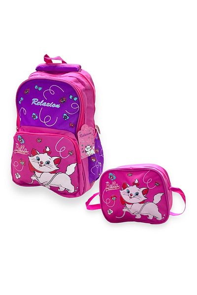 Relaxion Rucsac pentru școală primară cu 3 compartimente Kitten (de lux de calitate 1) + Cutie de prânz Cod: 1340