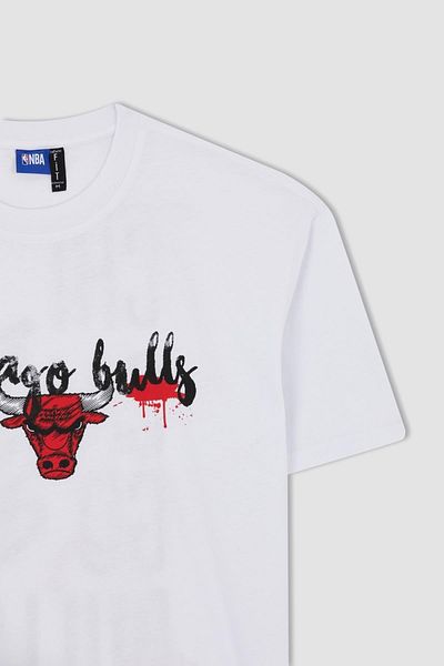 DeFacto Ανδρικό μπλουζάκι NBA Chicago Bulls με μποξ 100% βαμβάκι